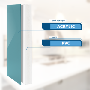 Cánh tủ cốt PVC + Bề mặt Acrylic đơn sắc NOLINE
